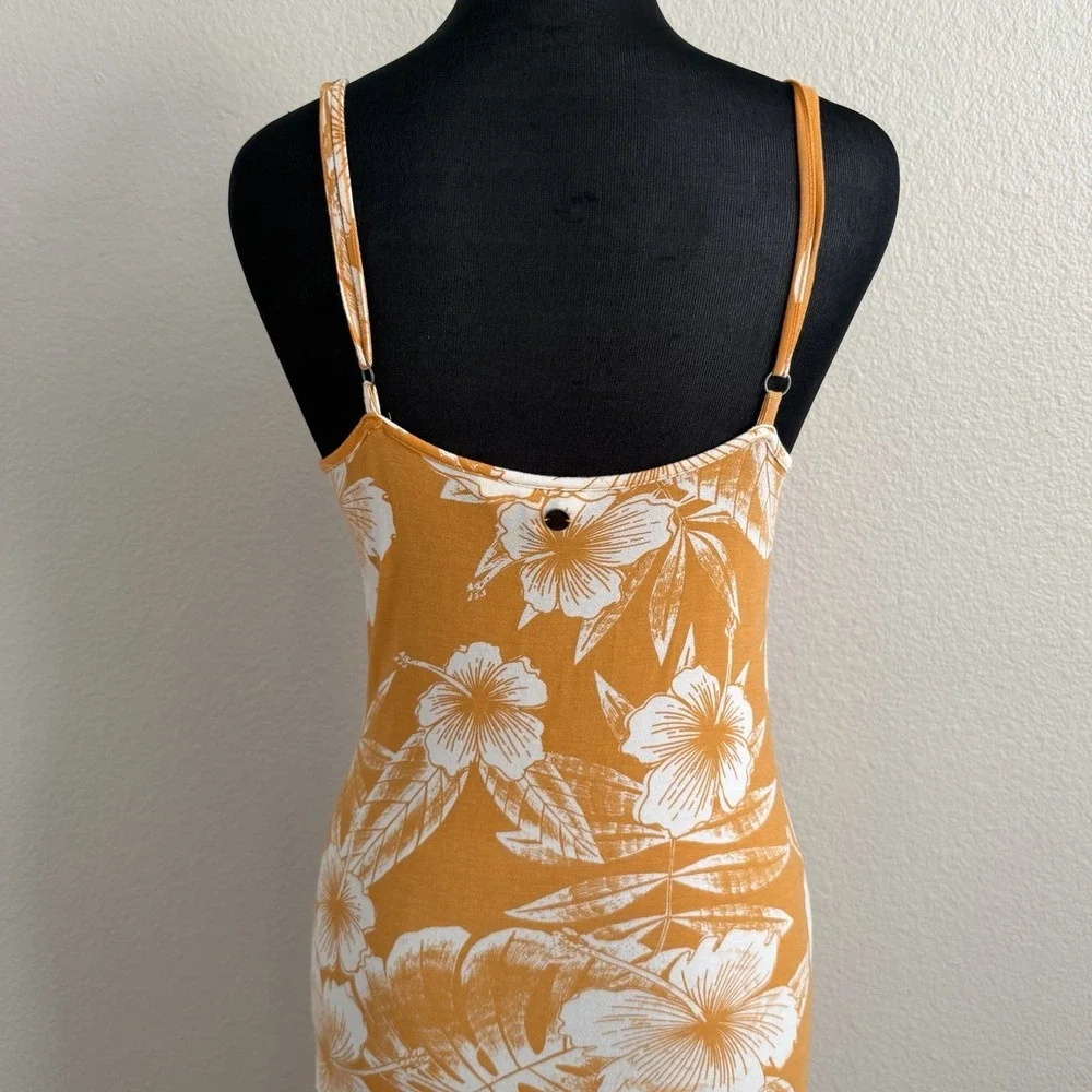 Roxy XS Seaside State Midi Dress Floral Tropical Buttons Ruffle Vacation Resort - Picture 8 of 9